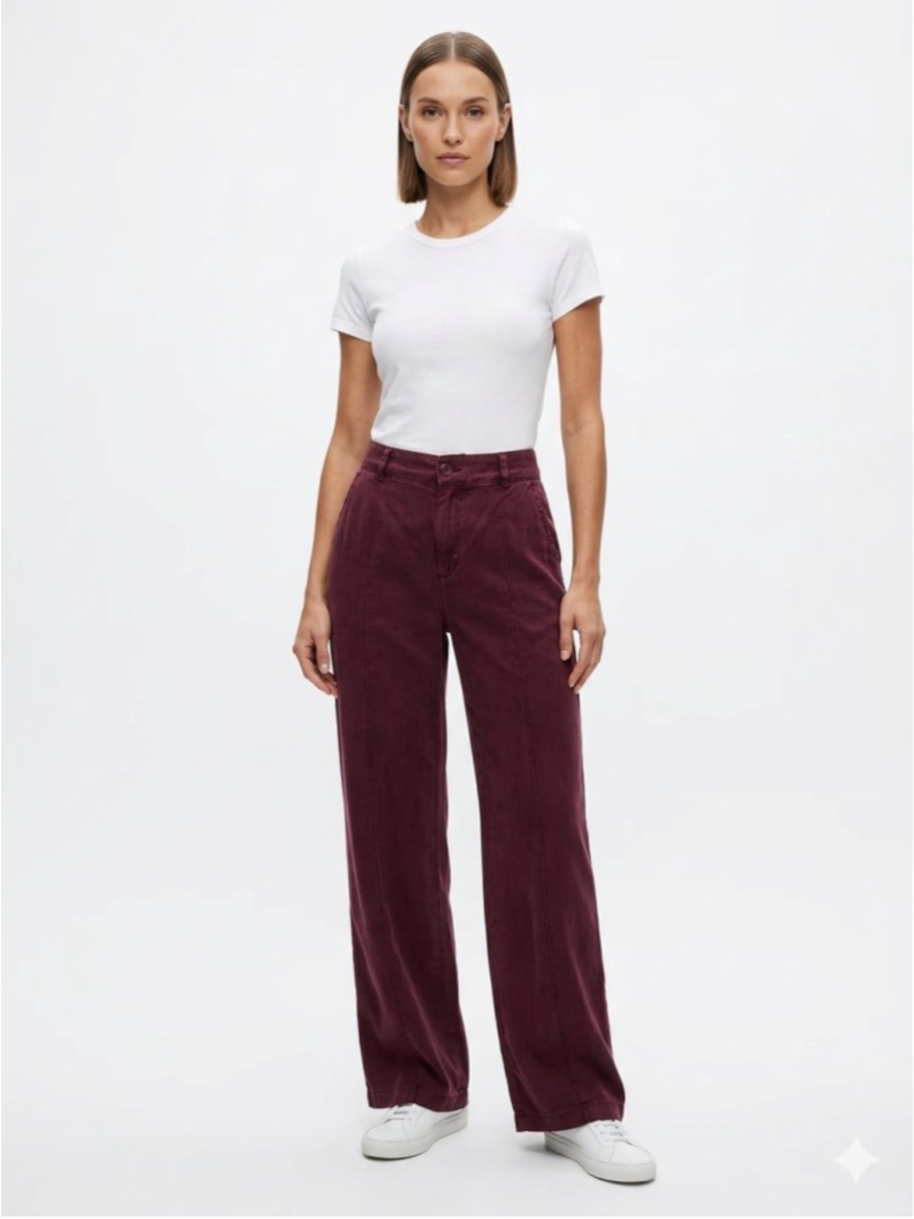 Women's YFB Wide Leg Pants Burgundy Size L